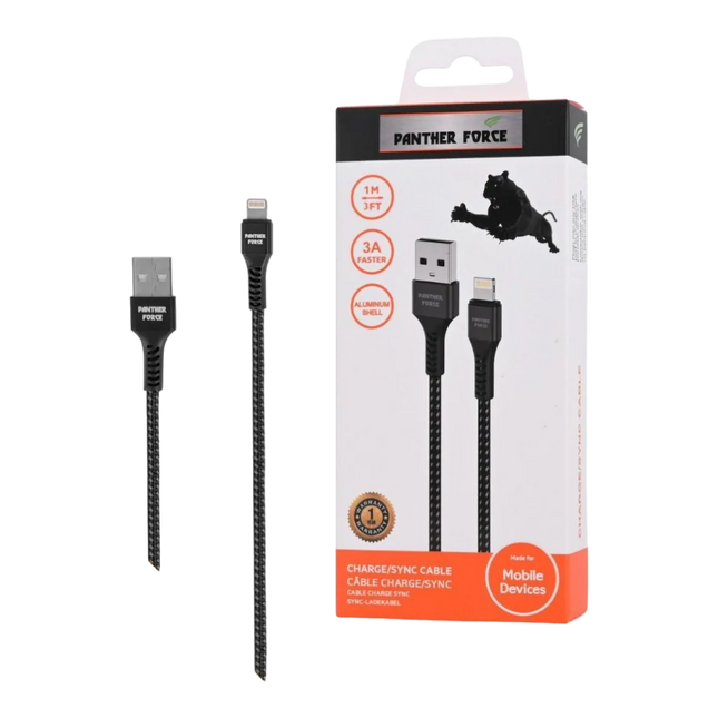Panther Force 3A 1M Cable for iPhone (Upto iPhone 14 Pro max) PF12
