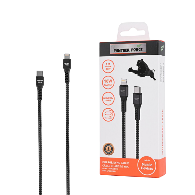 Panther Force 18W 1M Cable Type C - iPhone (Upto iPhone 14 Pro max) PF46