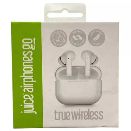 Juice Airphones Play Wireless Earphones WHITE